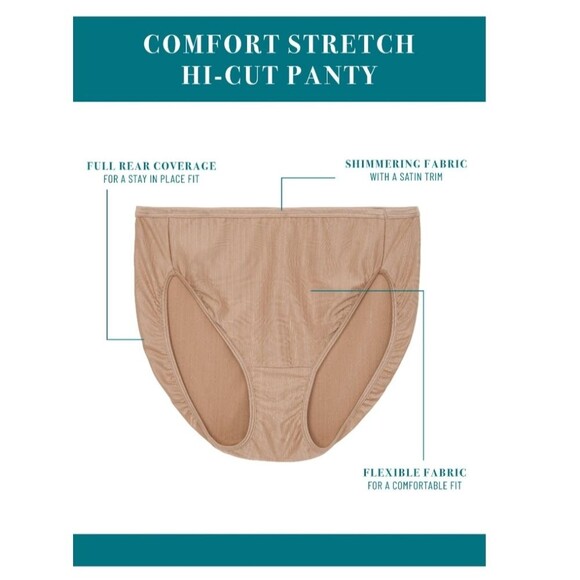 Vanity Fair Radiant Collection Women's Comfort Stretch Hi-Cut Underwear, 4XL/11 - Picture 5 of 9